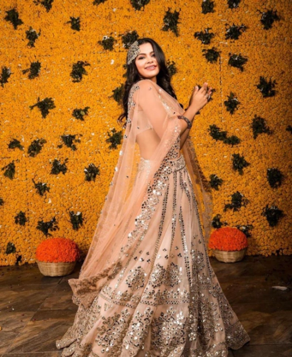 foil embroidery work Lehenga